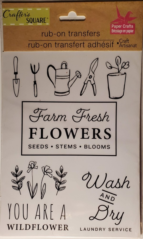 Crafter’s Square rub on transfers/black/Farm Fresh Flowers-1 sheet