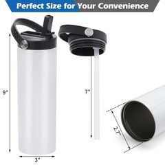 25 Pack Sublimation Tumblers Flat Edge Blanks Skinny Straight 20 oz, Stainles…