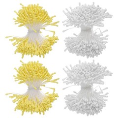 Matwsec 1600PCS 2mm Stamens for Flowers Making 2.3 inch long, Light Yellow