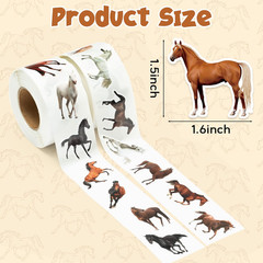 1000PCS Horse Realistic Stickers in 2 Rolls Horse Aesthetic Stickers for Kids, W