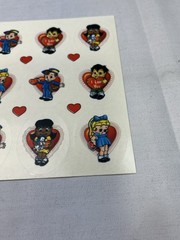 Valentine’s Day Vintage Sticker Sheet Little Girls Boys 1950’s Look Hearts Love