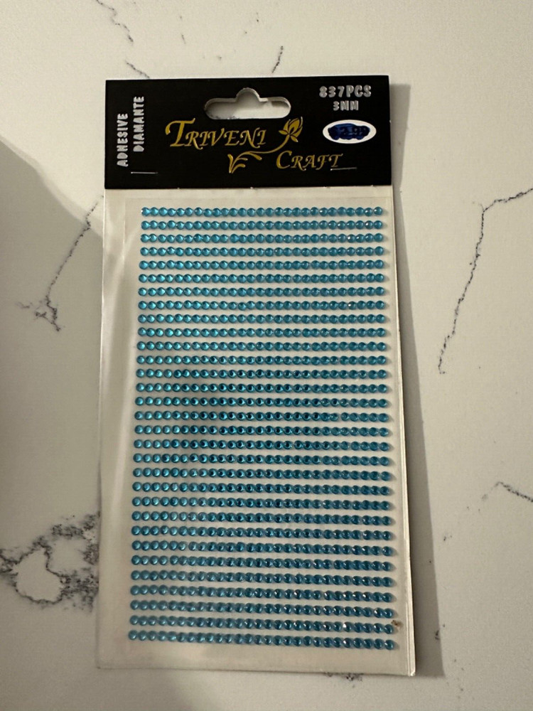 Triveni Craft 837PCS 3MM Adhesive Diamante Lt Blue Rhinestones Scrapbooking Art