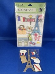 Happy Trails Paris Travel Grand Adhesions Scrapbooking Stickers By K&Company