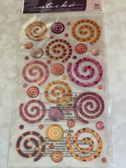 STICKO STICKERS ACRYLIC PARTY SWIRLS MULTI-COLORED SWIRLS 36PCS