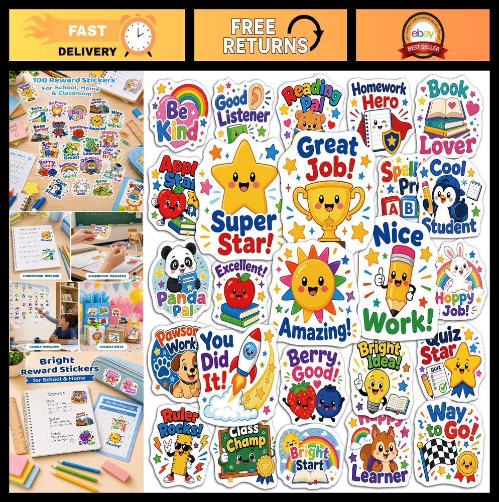 100PCS Back to School Stickers for Kids & Teachers – Fun Classroom Supplies