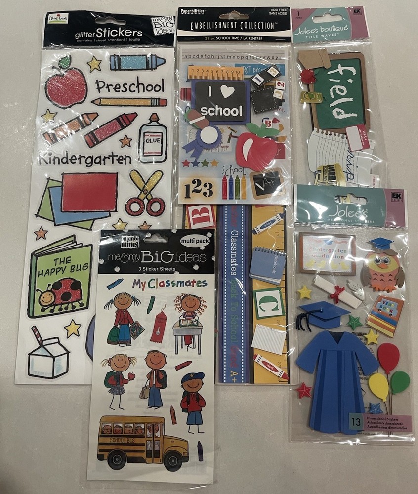 Lot Of School Themed Scrapbook Stickers Jolee’s Me & My Big Ideas Paperbilities