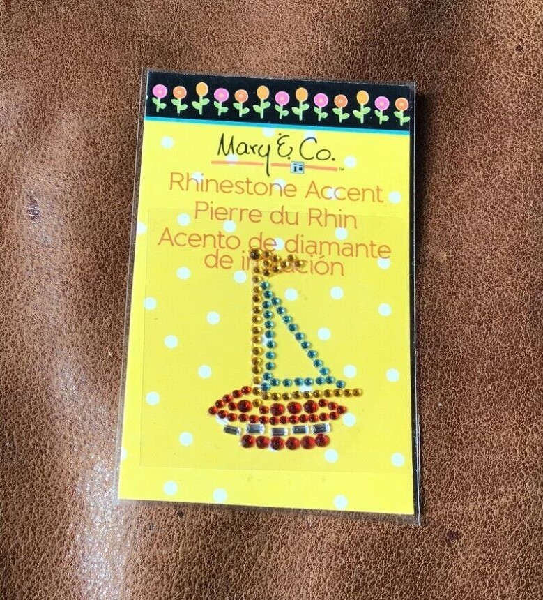 RHINESTONE SAILBOAT STICKER BY MARY ENGELBREIT 1 piece Cardmaking Scrapbooking *