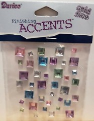 Darice Finishing Accents Square Purple Pink White Blue Gem Stickers NEW!