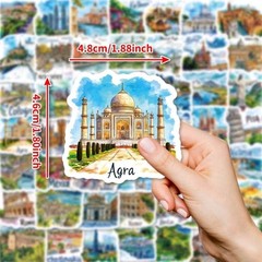 50 Pcs Retro European World Travel Cities Vinyl Waterproof Journal Refrigerator