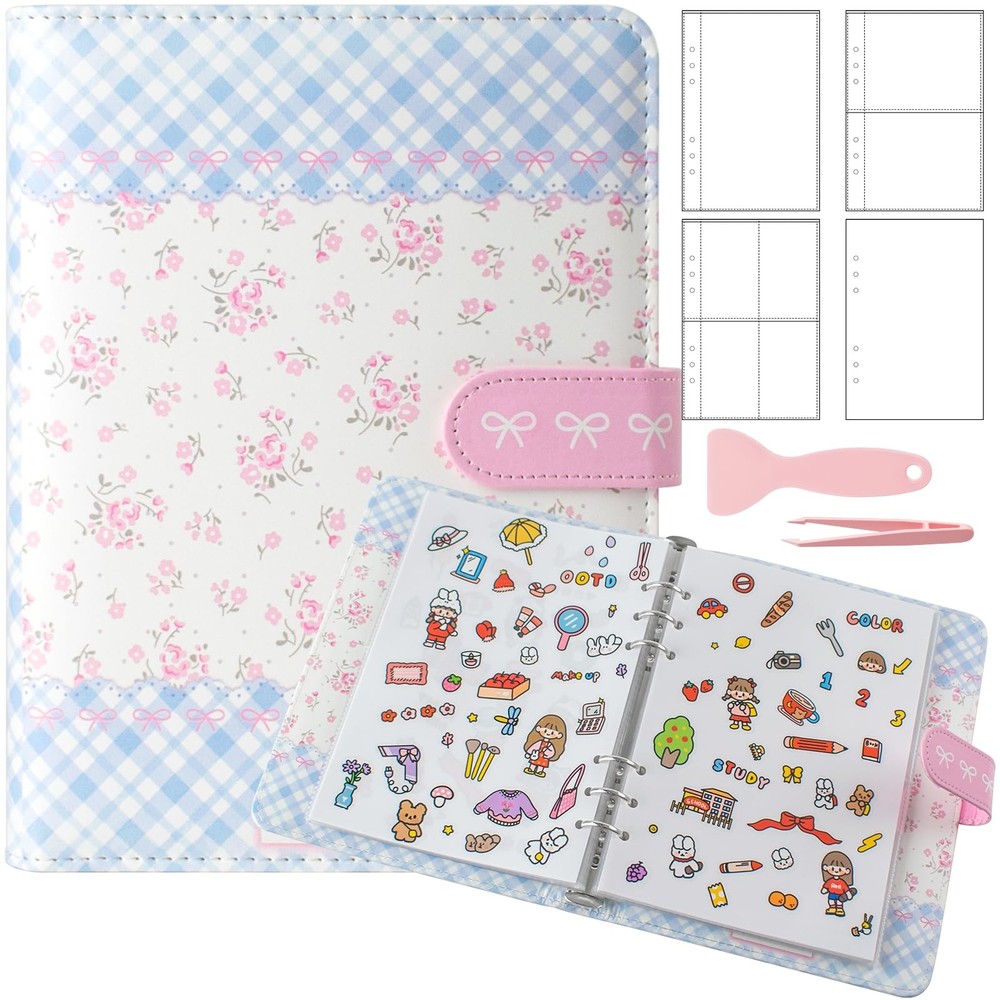 Reusable Sticker Book Collecting,A5 Binder Album Storage Organizer with Blank…