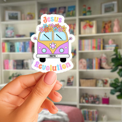 Jesus Revolution Sticker, Cute Christian Hippie Van Sticker, faith decal