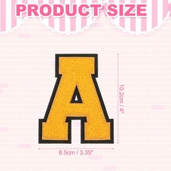 4″ Chenille Letter Patches,Yellow Chenille Initial A-Z Patches (Letter A)