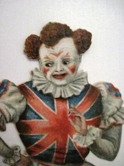 Crazy Vintage English Die Cuts of Clown & Jester w/ Unusual Costumes *