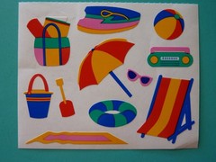 Vintage 1993 Mrs. Grossman’s Stickers BEACH GEAR (1) Sheets 4×3.25″ #2
