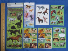 #22 NEW Lot-7 Sheets Horses Stickers Cardmaking Scrapbook Crafts DIY 1 Missing