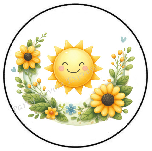 SMILING SUNSHINE ENVELOPE SEALS LABELS STICKERS PARTY FAVORS