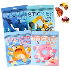 4 PCS Sticker by Number Sticker Paint Books for Boys Girls Ages 4-8 Ocean Veh…