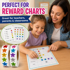 1000 PCS Glitter Star Stickers for Kids, 1 Inch Sparkly Foil Reward Stickers, 10