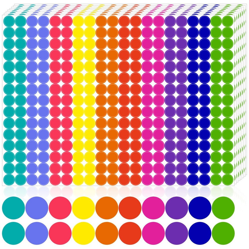 3000 PCS 1/2 Inch Colored Dot Stickers Round Color Coding Labels Circle Dots …
