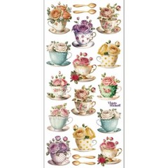 Violette Stickers – Rosie Teatime – 1 Vintage Teacup Sticker Sheet – Stationery
