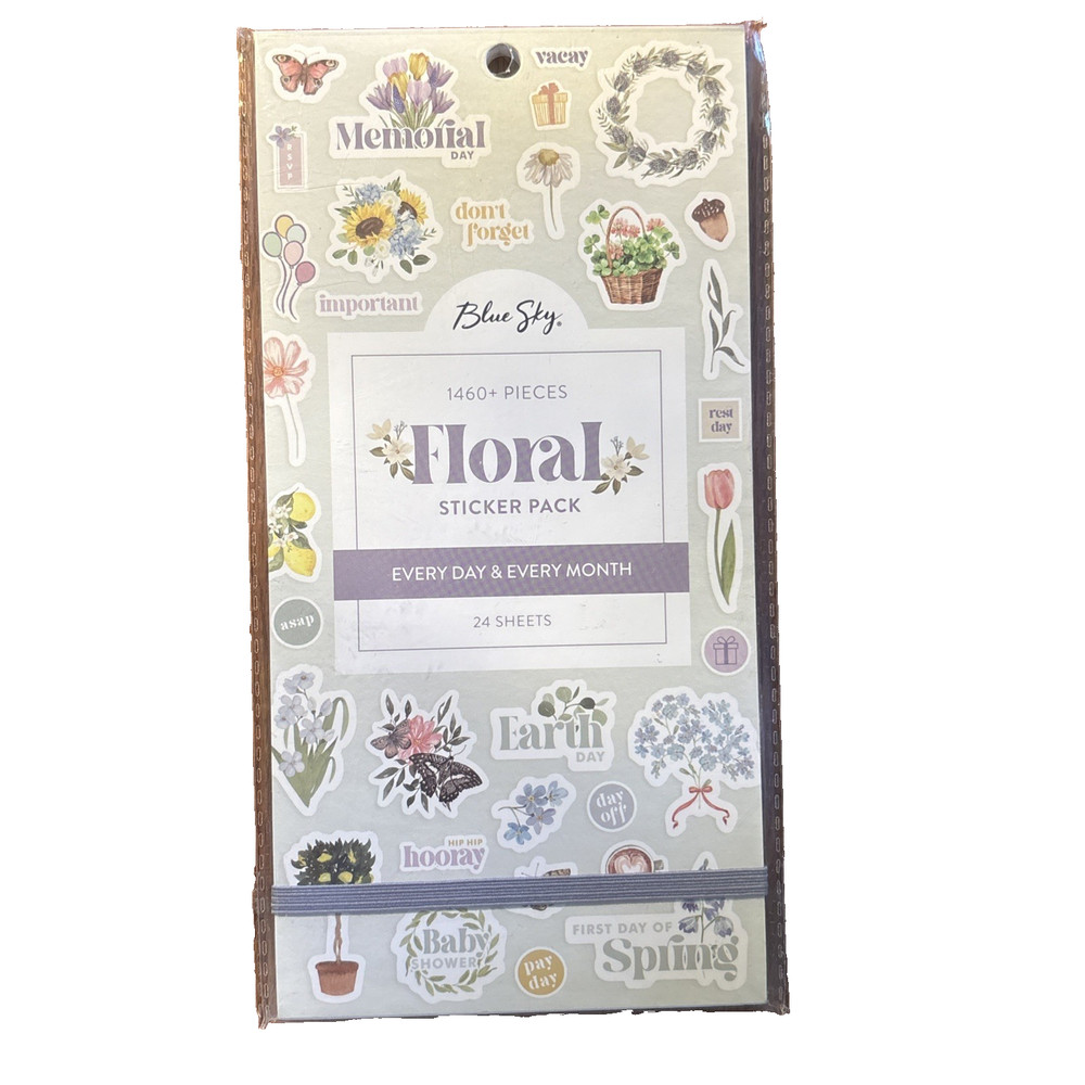 Blue Sky Floral Sticker Pack 1460 Planner Calendar Stickers New