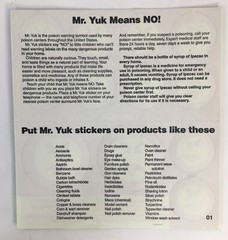 1972 Mr. YUK Pittsburgh Poison Control Center Sticker Sheet Children’s Hospital