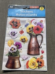 Jot Pop-Up Stickers Pansy Floral Copper Pitcher Butterfly Glitter Flowers NEW