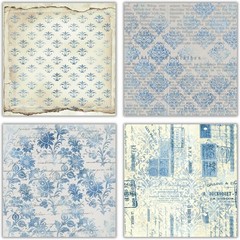 XERE 40 Sheets Blue Scrapbook Paper, 6×6 Ephemera Pattern Paper Pack for Journal