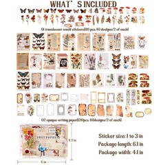 200 Pieces Vintage Scrapbook Supplies Pack for Junk Journal Planners DIY Pape…