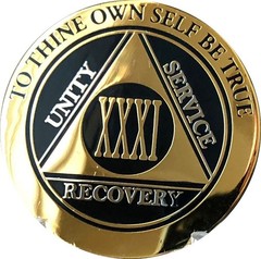 31 Year AA Medallion Elegant Black Gold Silver Sobriety Chip XXXI Coin Token