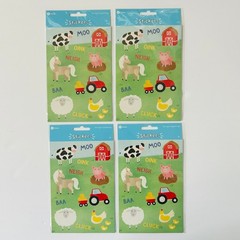VINTAGE RETRO STICKERS Farm Animals Barn Pigs Cow Sheep Horse FACTORY SEALED 4pk