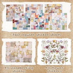 445 Pcs Vintage Scrapbook Paper, Journaling Supplies Kit, Delicate Decorative Pa