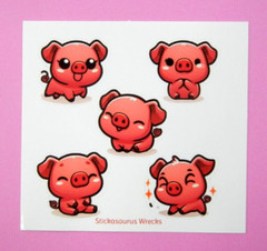 Red Pigs Mini Sticker Sheet