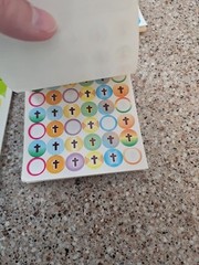 Vintage 1990 Redi-Stix Birthday, Cross, Rainbow Religious Stickers Seals USA Inc