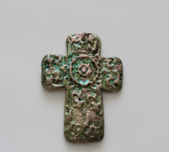 Cross – Handmade Pinkish Ceramic Cross with Pink Rhinestone, and Glitter #3