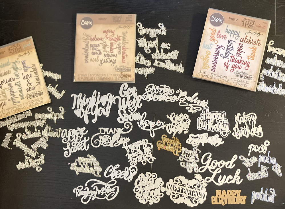 LRG Lot Metal Die Cuts Crafts Card Making Scrapbook Words / Sayings