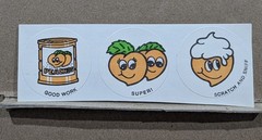 Vintage Matte CTP Peach Scratch & Sniff Sticker Strip of 3