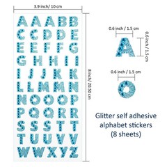 8 Colors Glitter Alphabet Letter Stickers for Grad Cap and Handicraft Art, Gl…