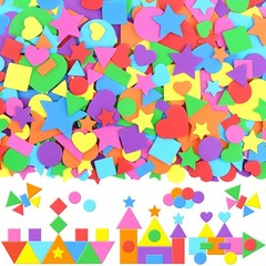 3240Pcs Colorful Foam Shape Stickers – Heart, Star, Circle for DIY Crafts & Scra