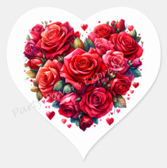 RED ROSES ENVELOPE SEALS LABELS STICKERS PARTY FAVORS – (Heart Shaped)
