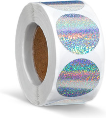 500pc Holographic Silver Circle Stickers 1″ Round Rainbow Metallic Seal Labels
