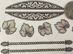 HERITAGE Stickers(48pc)5-1/2”x12”MAMBI•Antique•Spindle •Photo Corner•Leaves•Rods