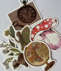 WOODLAND ASSORTMENT Stickers(6pc)Fairy•Mushroom •Animals•Flowers•Nature•Trees•