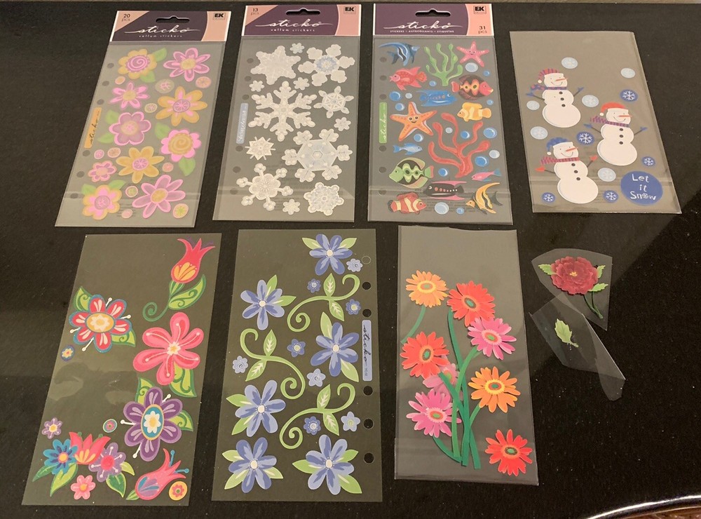 Sticko Stickers 3 Packages NIP + 4 Partial Assorted Vellum Scrapbooking
