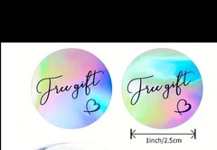 40 PCs Round 1” Iridescent Free Gift Inscription Stickers Small Business Use