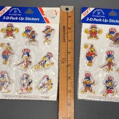 Vtg Drawing Board 3D Perk-Up Puffy Stickers 80s L.A. Olympics Uncle Sam Sports