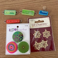Mixed Scrapbook Craft Supplies Card Making Embellishments Lot w Organizer Wheel