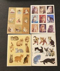 Lot Of 4 Vintage Cat Sticker Sheets Hallmark AGC Dennison Loose Complete Kittens