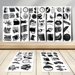 108Pcs Vintage Black and White Stickers, Aesthetic Retro Waterproof Vinyl