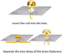300Pcs Brass Fasteners round Head Brass Plated Fasteners Scrapbooking Brads (1/2